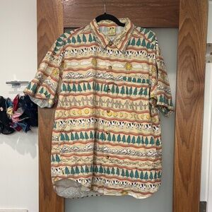 Big Dog Unisex Multicolor Yellow Graphic Button-down Shirt